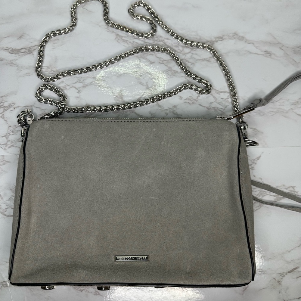 Rebecca Minkoff‎ Avery Nubuck Suede Bag Chain Crossbody | Dusty Blue